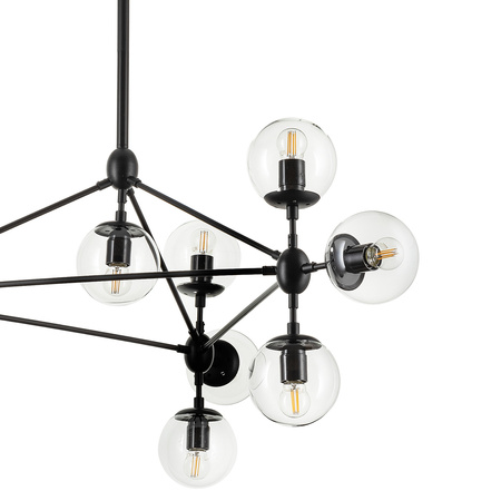 Lampa wisząca ASTRIFERO-15, 110cm -  transparentno czarna