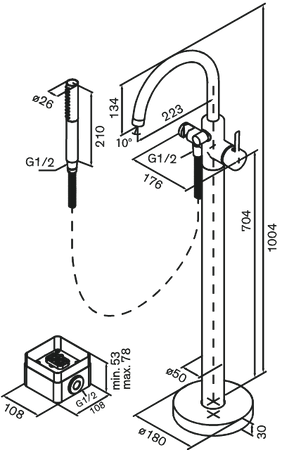 Iris Bateria wannowa wolnostojąca (Szczotkowany mosiądz)