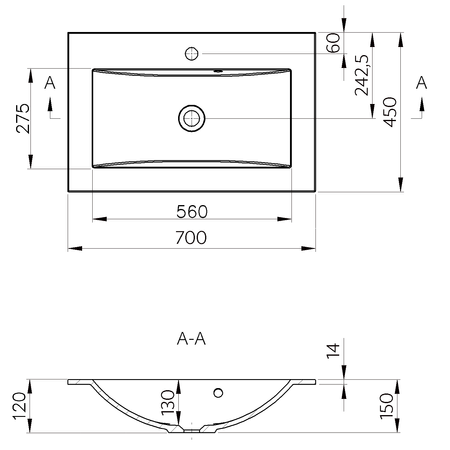YUKON umywalka kompozytowa 70x45cm, biały
