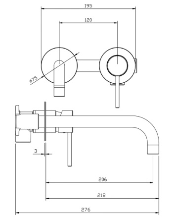 Bateria umywalkowa podtynkowa, czarna