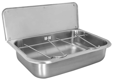 Komora gospodarcza ścienna  560x165x404 mm, ścianka tylna, ruszt, stal nierdzewna mat