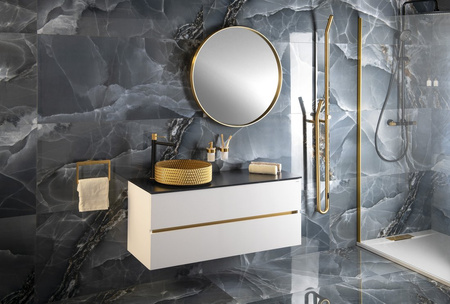 NOTION lustro w ramie, ø 60cm, złoty mat
