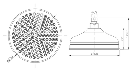 DREAMART deszczownia, 208mm, stal nierdzewna polerowana