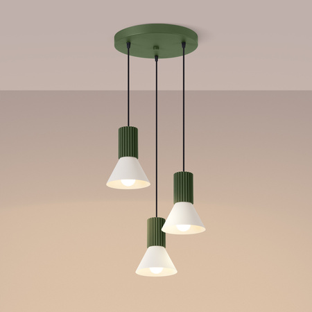 Lampa wisząca ESTRIA 3P beżowa/zielona oliwka