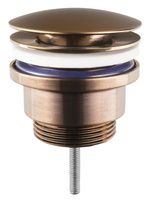 Odpływ umywalkowy 5/4”, klik-klak, duży korek, 10-55mm, miedź mat