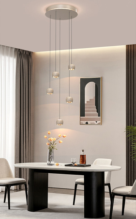 5039-513 Lampa wisząca piątka okrągła QUIBERON kaszmirowa - piaskowa