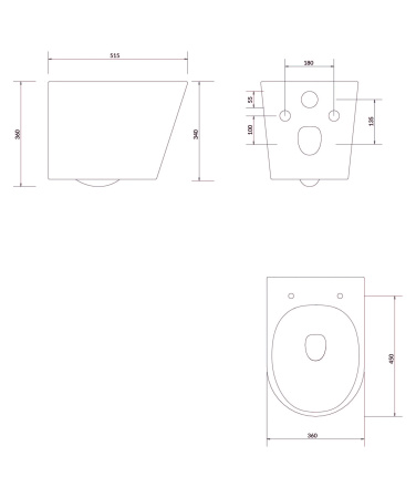 TAMPA miska toaletowa wisząca z deską wolnoopadającą, 52 x 36 cm, biały połysk