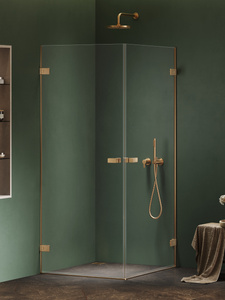 Kabina prysznicowa OXIA GOLD BRUSHED 2D kwadratowa 70x70x200 szkło czyste 8mm Active Shield 2.0