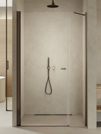 Drzwi wnękowe NEW SOLEO GUNMETAL BRUSHED 1D U 110x195 szkło czyste 6mm Active Shield 2.0