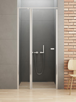 NZ2 Drzwi wnękowe NEW SOLEO 1D U 80x195 szkło czyste 6mm Active Shield 2.0 - z elementem stałym - wsp. równoległy