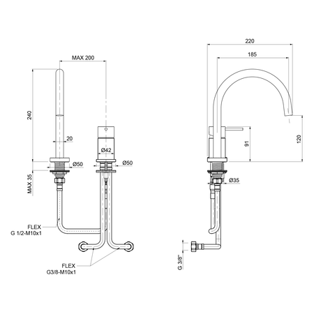 ULTRAMIX dwuelementowa bateria umywalkowa bez odpływu, złoto mat