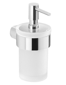 PIRENEI wiszący dozownik mydła 110 ml, szkło mleczne, chrom