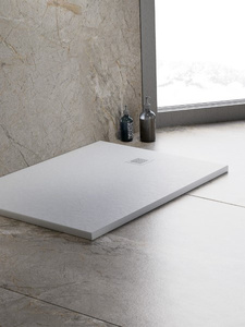 Brodzik MORI konglomeratowy prostokątny 140x90x3 posadzkowy, biały