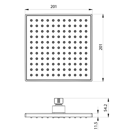 Deszczownia, 200x200mm, ABS/czarny mat