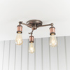 Lampa sufitowa Hal – 3-punktowa, postarzana miedź / postarzana cynowa, 35,5 × 50 × 13 cm