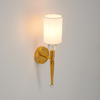 Lampa ścienna DAMA 52 cm-  złoty kinkiet z białym abażurem