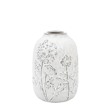 Meadow Embossed Ceramic Vase Stone 175x175x250mm