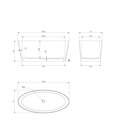 ROMA M+ wanna wolnostojąca, 159 x 72 cm, biały połysk