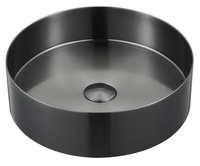 AURUM umywalka ze stali nierdzewnej, średnica 38cm, z korkiem, gun metal
