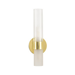 Lampa ścienna CANDELA 31 cm- kinkiet szlany, złota tuba