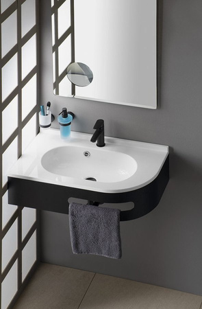 PULSE wspornik z wieszakiem na ręczniki, lewy, czarny mat