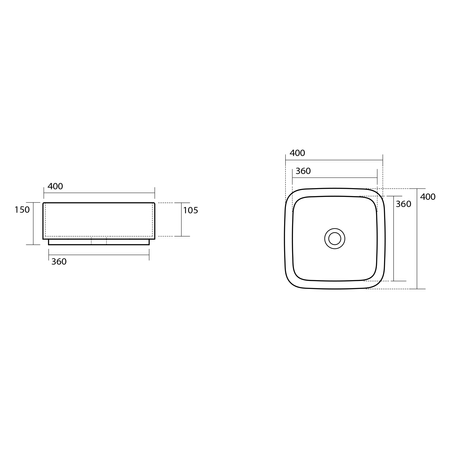HAKO umywalka ceramiczna nablatowa, 40x40 cm, czarny mat