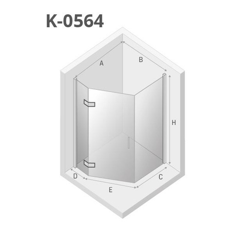 KABINA NEW AZURA ASYMETRYCZNA P 100x80x195 CZYSTE 6mm ACTIVE SHIELD