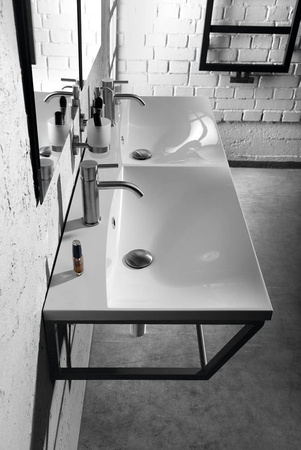 MARIA umywalka podwójna kompozytowa 120x46cm, biała