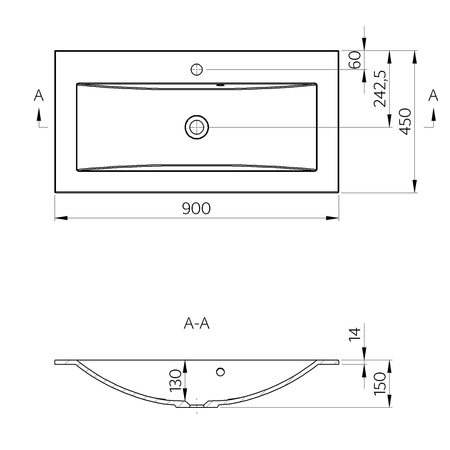 YUKON umywalka kompozytowa 90x45cm, biały