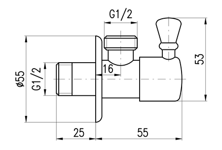 Zawór kątowy 1/2"x 1/2", brąz