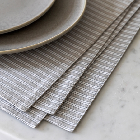 Woven Striped Placemat Grey (4pk) 450x350mm