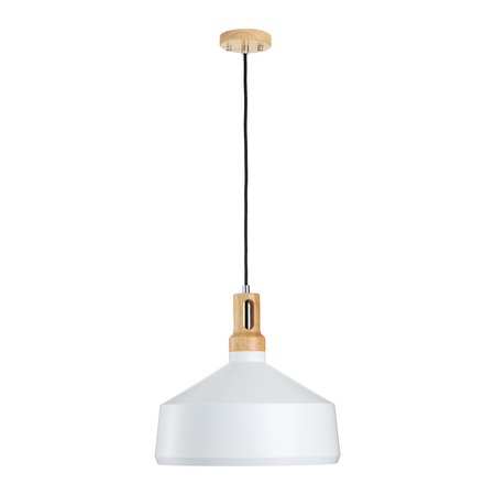 Lampa wisząca NORDIC WOODY biało drewniana 35 cm