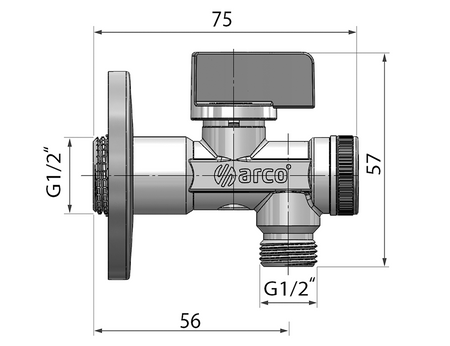 ARCO zawór kątowy A-80 1/2"x1/2" z filtrem, anticalc, chrom