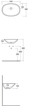 MORNING Umywalka nablatowa owalna 54x38 cm biały połysk