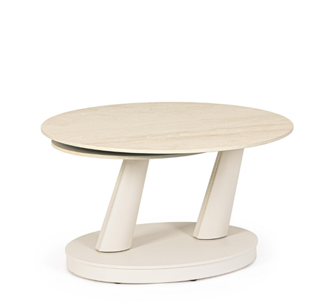 BIZZOTTO Stolik kawowy JOEL IVORY 80–126,5 cm – rozkładany, efekt marmuru, nowoczesny design