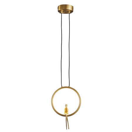 Lampa wisząca AMICI 27 cm - LED, mosiądz, złoty ring z dekoracyjną figurką