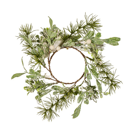 White Berry Olive Leaves Candle Ring Small