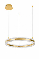 Lampa wisząca ARKADIA LED 60 cm - złoty połysk z kryształowym pierścieniem