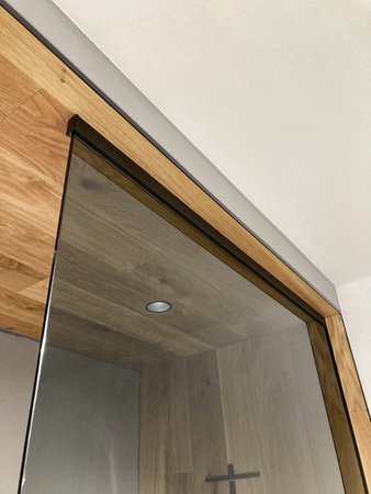 ARCHITEX zestaw do mocowania szkła podłoga-ściana-sufit z listwą spadkową, 1615x2600mm, prawy, czarny mat