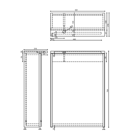 KAWA STRIP szafka z lustrem, oświetlenie LED 50x70x22cm, biały