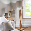 Lampa stołowa Abia – naturalna / dębowa, 33 × 33 × 68 cm