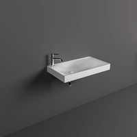 REMAL Umywalka podwieszana & nablatowa 81 x 46 cm R blat z prawej strony z otworem na baterię Biały połysk