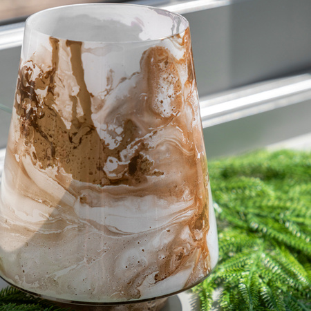 Marbled Hurricane Small Gold White Candle Holder