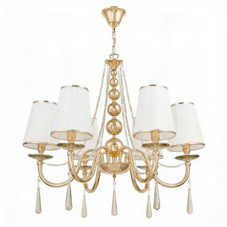 KLASYCZNY ŻYRANDOL KRYSZTAŁOWY ZŁOTY FABIONE W6