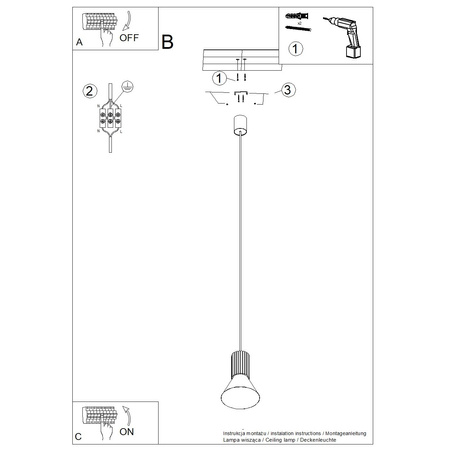 Lampa wisząca ESTRIA 1 biała/ultramaryna