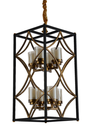 LAMPA WISZĄCA LOFT CZARNO-MOSIĘŻNA QUADRATO DUO