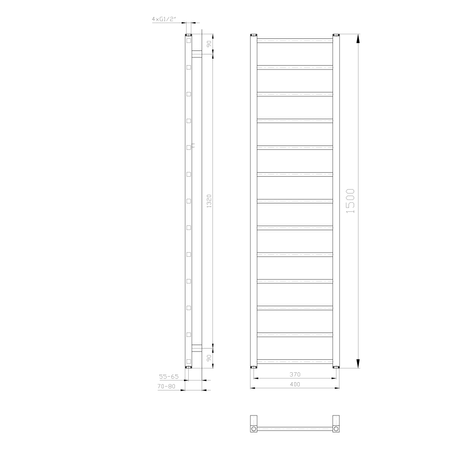 METRO LIGHT grzejnik łazienkowy 400x1500 mm, biały