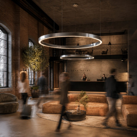 Lampa wisząca CIRCLE 120 cm - LED, ring nikiel szczotkowany