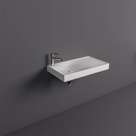 REMAL Umywalka podwieszana & nablatowa 81 x 46 cm R blat z prawej strony z otworem na baterię MICA WHITE