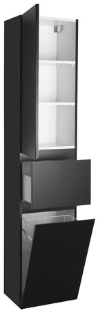 ALTAIR słupek wysoki z koszem na bieliznę 40x184x31cm, czarny mat, lewy